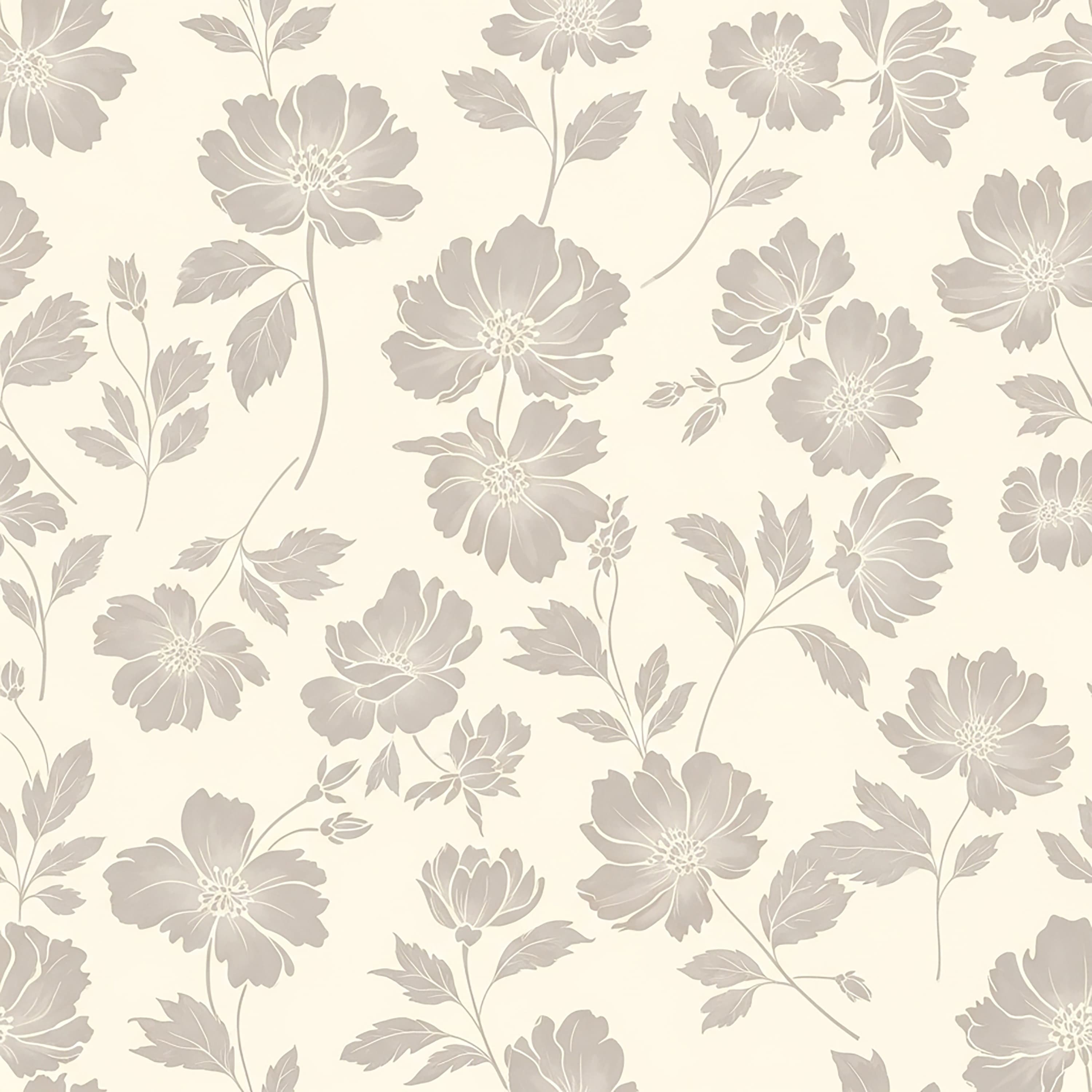 French gray floral pattern wallpaper on a feature wall