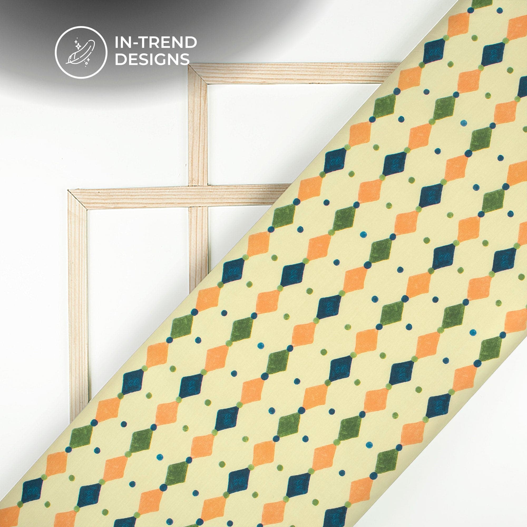 Beige Abstract Poly Muslin — view 1